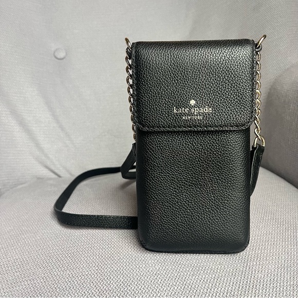 kate spade Handbags - Kate Spade Madison North South Flap Phone Black Crossbody Purse Pouch